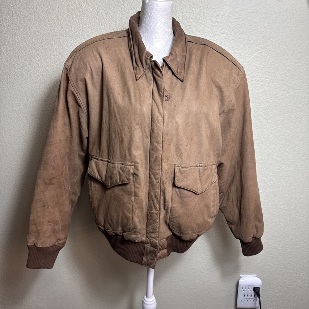 Maggie Lawrence Sport Women's Jacket Leather Size S Vintage Brown Shoulder‎ Pads